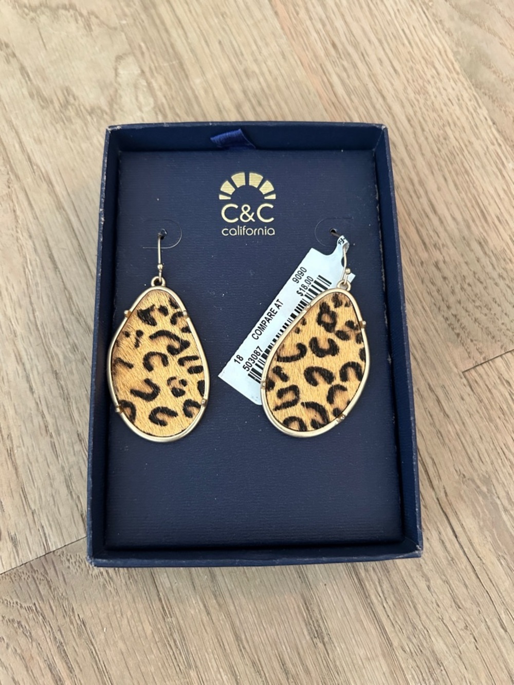 C&C California Gold-Trim Leopard Teardrop Earrings